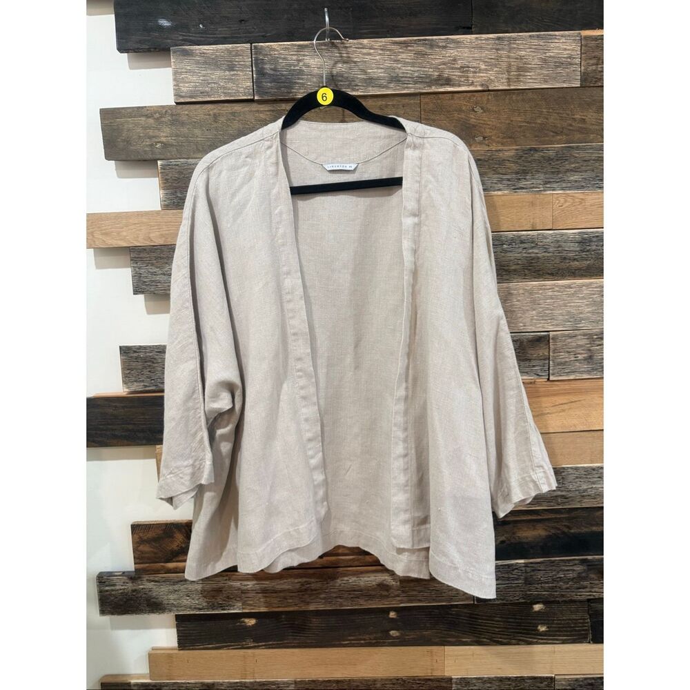 Linenfox natural linen open front duster cardigan oversized boho size XS